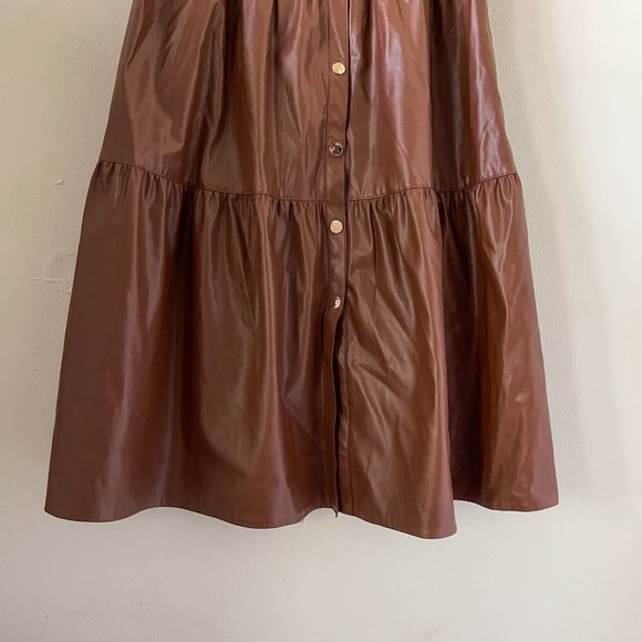 Zara Brown Faux Leather Midi Dress - Picture 6 of 8